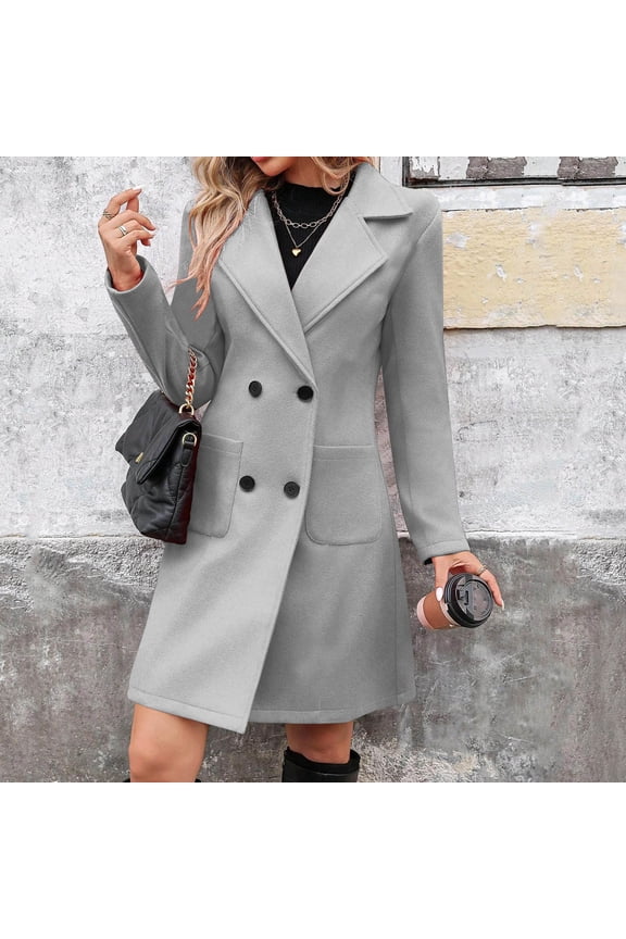 Women's Classic Double-Breasted Trench Coat Notch Lapel Overcoat with Inner Lining, Mid-Length Structured Outerwear for Fall and Winter