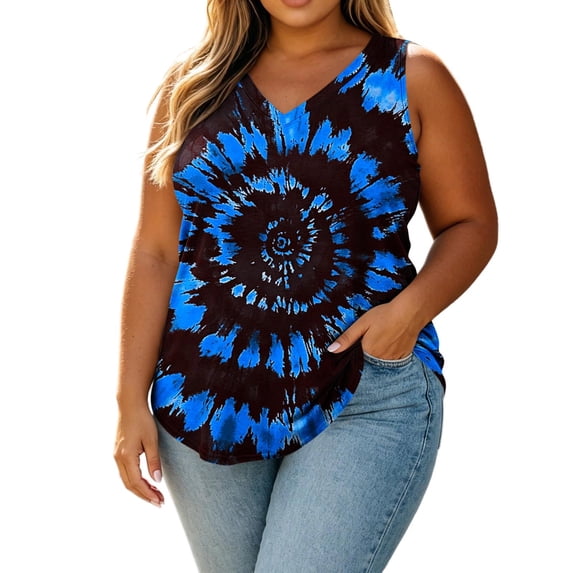 SwiftWear Women's Color Block Tank Top Sleeveless V Neck Loose Shirt Casual Summer Tunics Tee S-5XL
