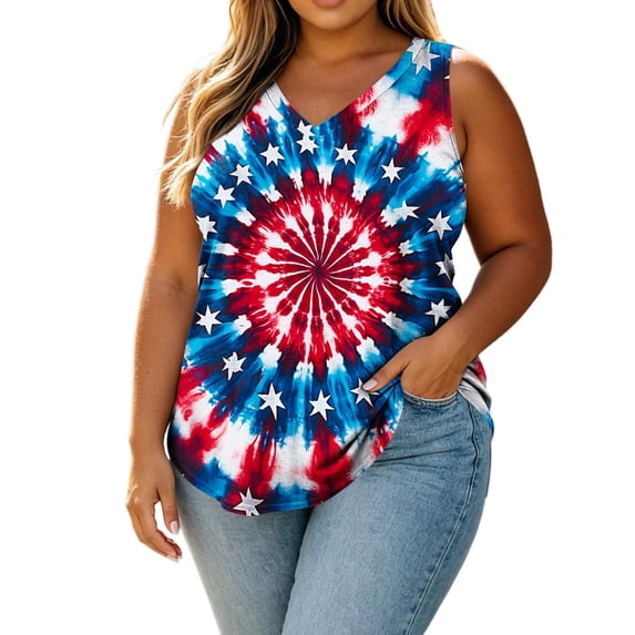 SwiftWear Women's Color Block Tank Top Sleeveless V Neck Loose Shirt Casual Summer Tunics Tee S-5XL