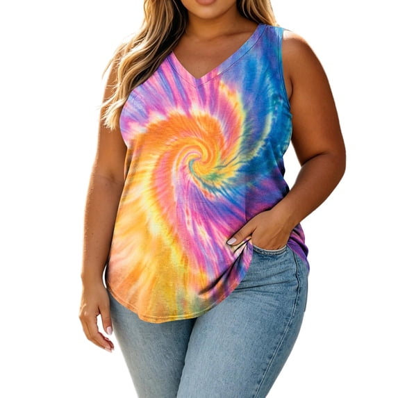 SwiftWear Women's Color Block Tank Top Sleeveless V Neck Loose Shirt Casual Summer Tunics Tee S-5XL