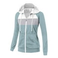 thumbnail image 1 of SwiftWear Women's Colorblock Raglan Sleeve Zip up Hoodie Slim Fit Pullover sweatshirt with Front Pockets, Stretch Comfort Plus Size Casual Wear Jacket Light Blue, 1 of 9