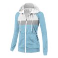thumbnail image 1 of SwiftWear Women's Colorblock Raglan Sleeve Zip up Hoodie Slim Fit Pullover sweatshirt with Front Pockets, Stretch Comfort Plus Size Casual Wear Jacket Sky Blue, 1 of 9