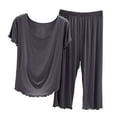 thumbnail image 1 of SwiftWear Women’s Comfy Modal Cotton pajamas Set – Loose Fit Short Sleeve Top + 7/8 Pants, Lightweight Brushed Fabric, Soft Stretch Waist, 2-Piece Set, 1 of 3