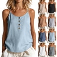 thumbnail image 1 of SwiftWear Women's Cotton Camisole Adjustable Spaghetti Straps Tank Tops Button Front Loose Fit Summer Basic Top for Daily Casual Wear, 1 of 9