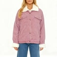 thumbnail image 1 of SwiftWear Women's Cotton Corduroy Sherpa Jacket Button Front Fleece Lined Coat Two Pocket Casual Fall Winter Outerwear, Pink, 1 of 6