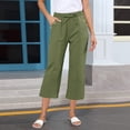 thumbnail image 1 of SwiftWear Women's Cotton-Linen Capris Drawstring Waist w/Gold Button Pockets | Loungewear-to-Casual Versatility | S-3XL, 1 of 5