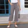 thumbnail image 1 of SwiftWear Women's Cotton-Linen Capris Drawstring Waist w/Gold Button Pockets | Loungewear-to-Casual Versatility | S-3XL, 1 of 5