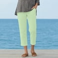 thumbnail image 1 of SwiftWear Women's Cotton Linen Straight Leg Pants Elastic Waist Casual Ankle Cropped Trousers with Pockets Stretch Pull On Comfy Pants, 1 of 9