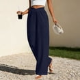 thumbnail image 1 of SwiftWear Women's Cotton Linen Wide Leg Pants with Pockets, Elastic Waist Crossover Casual Trousers Summer Loose Fit Pants, 1 of 6