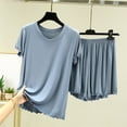 thumbnail image 1 of SwiftWear Women’s Cozy Modal Loungewear Pajamas Set – Loose Ruffled Short Sleeve Top & High Waisted Shorts Soft Breathable Sleepwear for Women, 1 of 3