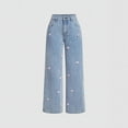 thumbnail image 1 of SwiftWear Women's Cute Bow Decor Wide Leg Jeans High-Waisted Baggy Denim Pants Casual Vintage Style Jeans XS-XL, 1 of 8
