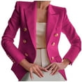 thumbnail image 1 of SwiftWear Women's Double Breasted Blazer Vintage Button Down Jacket Professional Work Casual Dressy Suit​, Hot Pink, 1 of 5