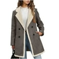 thumbnail image 1 of SwiftWear Women's Double-Breasted Faux Suede Coat Warm Shearling Lined Peacoat Winter Jacket with Front Pockets,Casual Style, 1 of 9