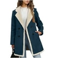 thumbnail image 1 of SwiftWear Women's Double-Breasted Faux Suede Coat Warm Shearling Lined Peacoat Winter Jacket with Front Pockets,Casual Style, 1 of 9
