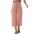 thumbnail image 1 of SwiftWear Women's Drawstring Waist Flowy Wide Leg Capri Pants Linen Cotton Casual Capris with Pockets, Relaxed Fit Cropped Pants S-2XL, 1 of 9