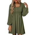 thumbnail image 1 of SwiftWear Women's Elegant Casual Long Sleeve Scoop Neck Dress Trendy Outfit for Work Cozy & Versatile Dress Sizes S-2XL​​, 1 of 6