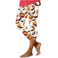 thumbnail image 1 of SwiftWear Women's Fall Cute Pumpkin Print Capri Leggings Pants - Halloween Theme High Waisted Capris Comfort Stretch S-3XL​, 1 of 5