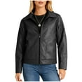 thumbnail image 1 of SwiftWear Women's Faux Leather Moto Bomber Jacket Vintage Zip Up Coat Waterproof Windproof Casual Outerwear​​, Black, 1 of 8