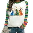 thumbnail image 1 of SwiftWear Women's Festive Christmas Tree Print Raglan Sweatshirt Colorful Holiday Pullover with Drop Shoulder Design, Soft Casual Crewneck Top Yellow, 1 of 5