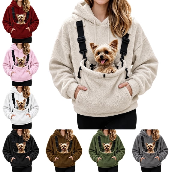SwiftWear Women's Fleece Pet Carrier Hoodie with Adjustable Straps ...