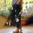 thumbnail image 1 of SwiftWear Women's Floral Linen-Look Lounge Pants with Split-Hem, Relaxed Fit Wide Leg Trousers Boho Casual Pants S-2XL, 1 of 5