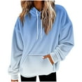 thumbnail image 1 of SwiftWear Women's Gradient Fleece-Lined Hoodie Trendy Pullover with Drop Shoulder Plush Streetwear with Pocket Light Blue, 1 of 5