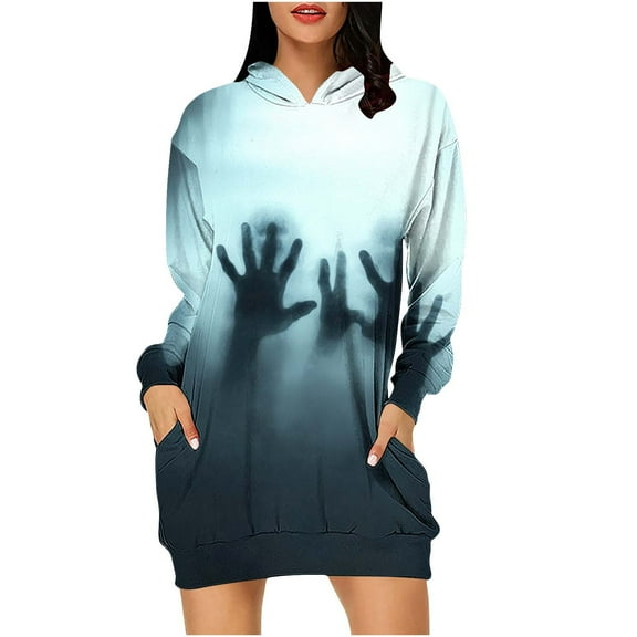 SwiftWear Women's Halloween Rose Hoodie Dress with Loose Fit & Pockets | Casual Delicate Sweatshirts for Parties​