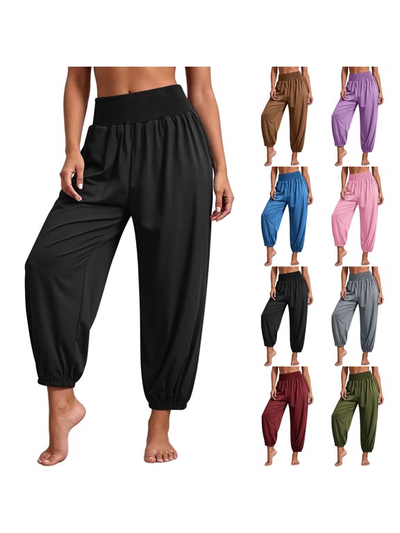 Women's Harem Loose Casual Pants with Pockets Drop Crotch Joggers, Ultra Soft Stretchy Yoga Lounge Pants