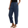 thumbnail image 1 of SwiftWear Women's High-Waist Cotton Linen Pants Loose Fit Breathable Trousers with Pockets Casual Comfort & Everyday Versatile Style, 1 of 9