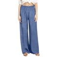 thumbnail image 1 of SwiftWear Women's High Waist Linen Wide Leg Pants Casual Summer Beach Palazzo Trousers with Pockets, Comfortable Loose Fit & Breathable Fabric, 1 of 6