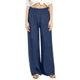 thumbnail image 1 of SwiftWear Women's High Waist Linen Wide Leg Pants Casual Summer Beach Palazzo Trousers with Pockets, Comfortable Loose Fit & Breathable Fabric, 1 of 6