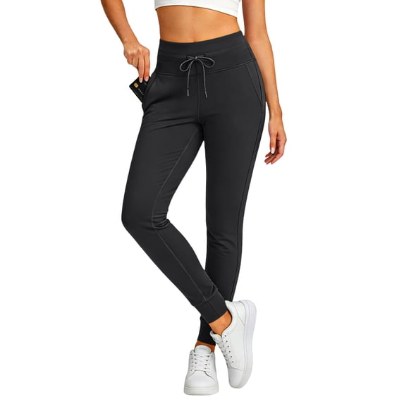 SwiftWear Women's High Waisted Joggers Pants with Pockets & Drawstring - Tummy Control Workout Yoga Leggings Plus Size Running Gym Hiking Pants