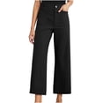 thumbnail image 1 of SwiftWear Women's High-Waisted Wide Leg Ankle Pants with Pockets, Slim Fit Twill Cropped Trousers Comfortable Casual Dress Pants S-2XL, 1 of 9