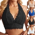 thumbnail image 1 of SwiftWear Women's Lace Halter Bralette No Underwire Side Closure Backless Wireless Plung Bra Fashion, 1 of 6
