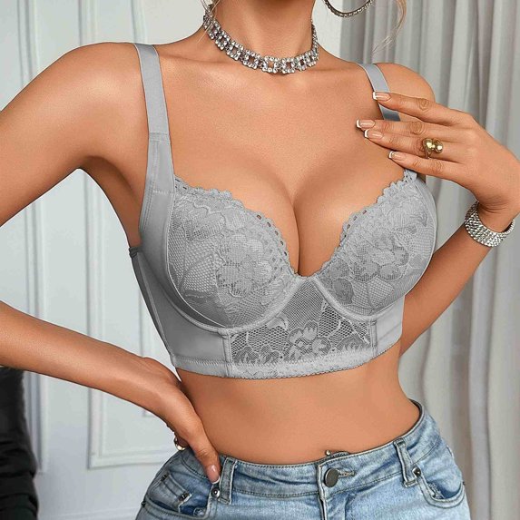 SwiftWear Women's Lace Push Up Underwire Plunge Bra for Lift & Enhanced Shape, Comfortable Padded Support for Everyday & Low-Cut Outfits