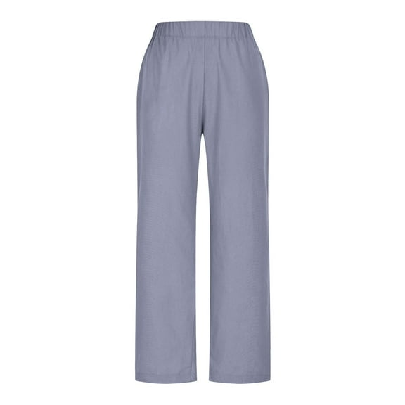 SwiftWear Women's ​Linen-Look Split-Hem Wide Leg Pants, Loose Fit Plus Size Breathable Trousers Comfortable Casual Lounge Pants S-2XL