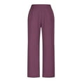 thumbnail image 1 of SwiftWear Women's ​Linen-Look Split-Hem Wide Leg Pants, Loose Fit Plus Size Breathable Trousers Comfortable Casual Lounge Pants S-2XL, 1 of 6