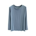 thumbnail image 1 of SwiftWear Women's Long Sleeve Crewneck Shirt Soft Modal Stretch Basic Top Solid Color Base Layer Tee, Blue, 1 of 8