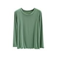 thumbnail image 1 of SwiftWear Women's Long Sleeve Crewneck Shirt Soft Modal Stretch Basic Top Solid Color Base Layer Tee, Green, 1 of 9