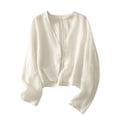 thumbnail image 1 of SwiftWear Women’s Long Sleeve V-Neck Solid Cotton Lightweight Cardigan Sunscreen Breathable Loose Fit Casual Cardigan for Daily Wear, 1 of 9