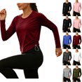 thumbnail image 1 of SwiftWear Women's Long Sleeve Workout Shirt Athletic Crewneck Top with Adjustable Drawstring Hem Gym Hiking Running T Shirt, 1 of 9