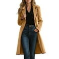 thumbnail image 1 of SwiftWear Women's Long Velvet Coat Contrast Notch Lapel Retro Jacket Button Front Closure with Pockets, Vintage Style Outerwear Overcoat, 1 of 9