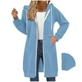 thumbnail image 1 of SwiftWear Women's Long Zip Up Hoodies Two-Way Zipper Soft Loose Fit Hooded Sweatshirt with Front Pockets, Casual Comfort Wear Coat Light Blue, 1 of 7