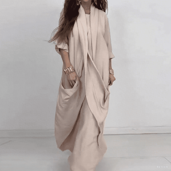 SwiftWear Women's Loose Fit Long Sleeve Maxi Dress Casual Flowy Elegant Plus Size Dresses for Office & Daily S-3XL