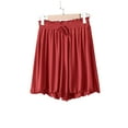 thumbnail image 1 of SwiftWear Women's Loose Fit Sleep Shorts Modal Blend Lounge Pants High Waist Comfy Sleepwear Ruffle Hem Casual Pajama Bottoms, Red, 1 of 7