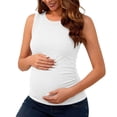 thumbnail image 1 of SwiftWear Women's Maternity Tank Top Summer Crew Neck Ribbed Knit Slim Fit Side Ruched Pregnancy Shirt for Casual Daily Outer Inner Wear, 1 of 8
