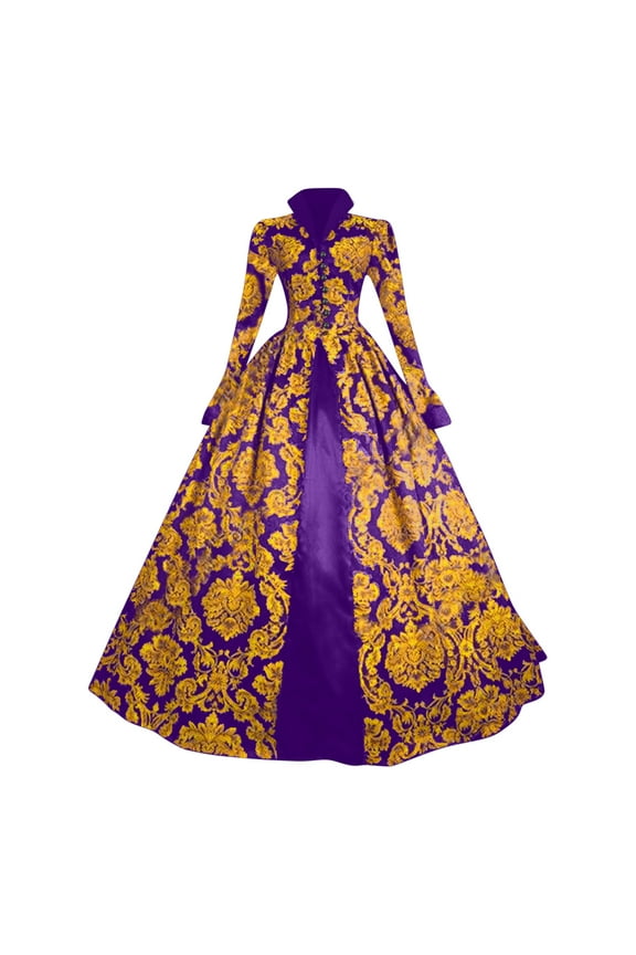 Women's Medieval Gothic Retro Court DressLong Sleeve Empire Waist Maxi Dress Plus Size Elegant Party Dresses Vintage Style​