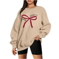 thumbnail image 1 of SwiftWear Women's Merry Christmas Red Bow Sweatshirt - Festive Crewneck Holiday Top Soft Long Sleeve Casual Wear for Seasonal Celebrations Beige, 1 of 9