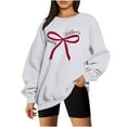 thumbnail image 1 of SwiftWear Women's Merry Christmas Red Bow Sweatshirt - Festive Crewneck Holiday Top Soft Long Sleeve Casual Wear for Seasonal Celebrations White, 1 of 9