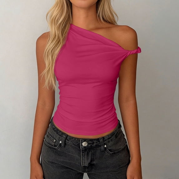 SwiftWear Women's Off The Shoulder Tank Top Sleeveless Stretchy Going Out Crop Top Y2K Casual Fashion Twist Strap Cami for Summer